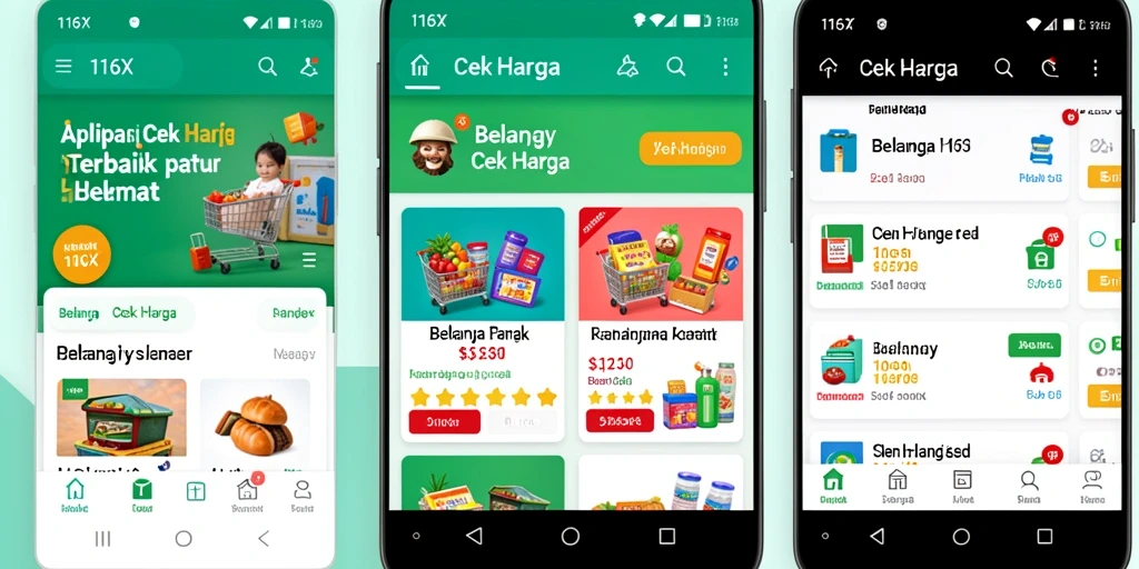 Tampilan antarmuka aplikasi Cek Harga 116X yang user-friendly.