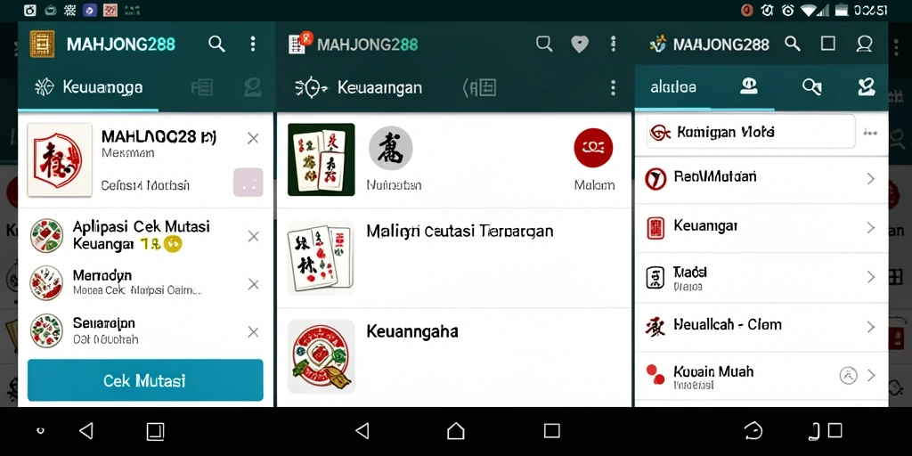 Antarmuka aplikasi MAHJONG288 menampilkan fungsi Cek Mutasi yang sederhana dan jelas.