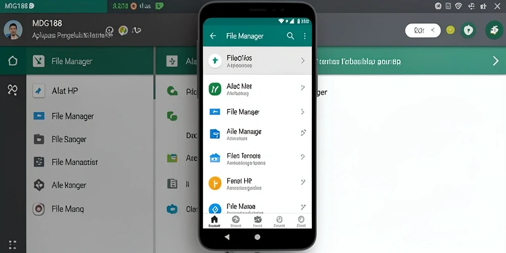 Tampilan aplikasi MDG188 dengan antarmuka File Manager yang mudah digunakan.