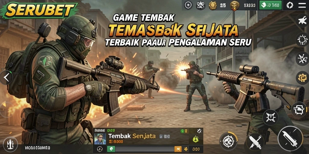 Tangkapan layar menampilkan pertempuran seru di game Tembak Senjata.